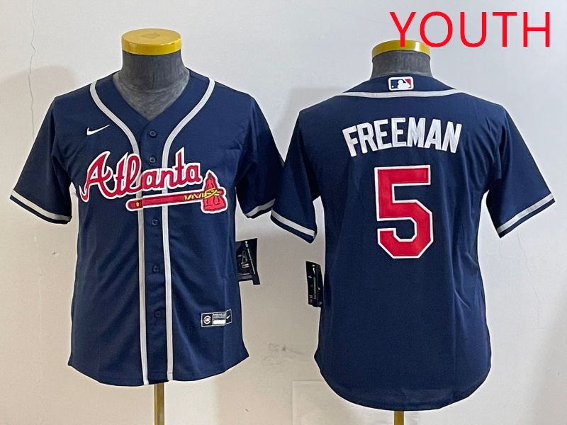 Youth Atlanta Braves #5 Freeman Blue Game 2025 Nike MLB Jersey style 1->youth mlb jersey->Youth Jersey